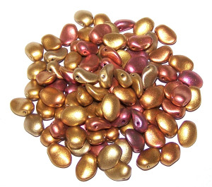 6x8mm Czech Glass Tulip Petal Beads - Ancient Gold