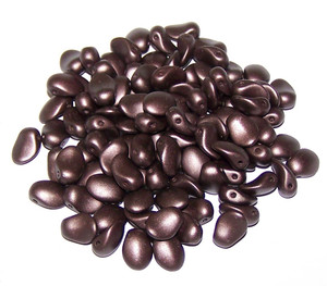 6x8mm Czech Glass Tulip Petal Beads - Alabaster Pastel Dark Brown