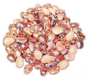 6x8mm Czech Glass Tulip Petal Beads - Jet Etched Capri Gold Full