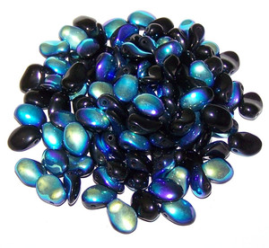 6x8mm Czech Glass Tulip Petal Beads - Jet AB