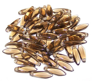 Czech Glass 5x16mm Dagger Beads - Smoke Topaz
