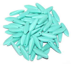 Czech Glass 5x16mm Dagger Beads - Jade Matted