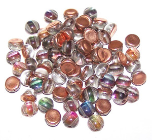 6mm Czech Glass 2-Hole Cabochon Beads - Crystal Underlit Vapor