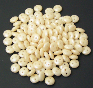 Czech 2-Hole 6mm Lentil Beads - Chalk White Champagne Luster