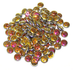 Czech 2-Hole 6mm Lentil Beads - Jet Full Marea