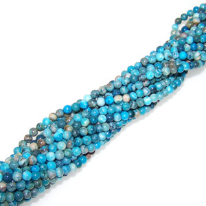 4mm Round Semiprecious Gemstone Beads - Blue Crazy Lace Agate