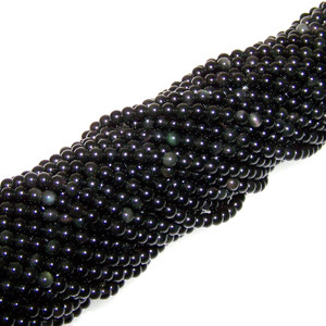 4mm Round Semiprecious Gemstone Beads - Obsidian