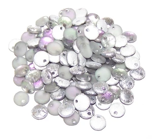 Czech 1-Hole 6mm Lentil Beads - Crystal Etched Vitrail Light