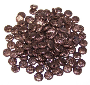 Czech 1-Hole 6mm Lentil Beads - Jet Etched Bronze