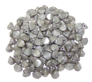 Czech 7mm Pinch Beads - Chalk White Grey Luster