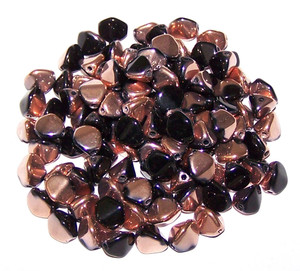 Czech 7mm Pinch Beads - Jet Capri Gold