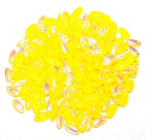 2.5x6mm Czech Glass Rizo Beads - Lime AB