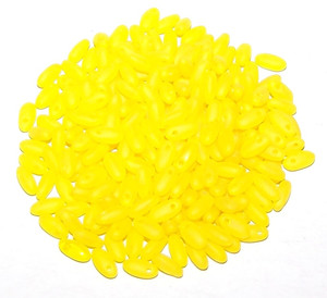 2.5x6mm Czech Glass Rizo Beads - Lime Matte