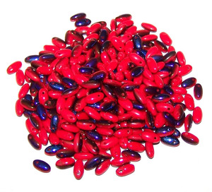 2.5x6mm Czech Glass Rizo Beads - Opaque Red Azuro