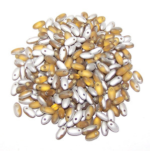 2.5x6mm Czech Glass Rizo Beads - Topaz Labrador Matte