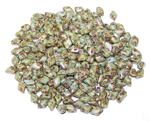 MINI GemDuo 2-Hole Czech Glass 4x6mm Beads - CHALK LAZURE BLUE