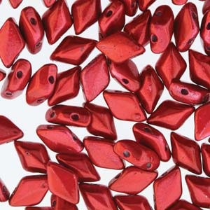 MINI GemDuo 2-Hole Czech Glass 4x6mm Beads - METALUST LIPSTICK RED MINI GemDuo 2-Hole Czech Glass 4x6mm Beads - METALUST LIPSTICK RED