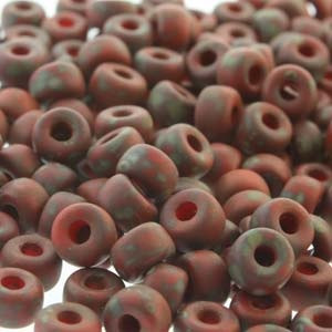 Matubo Size Seed Beads - Red Matte Dark Travertine Matubo Size Seed Beads - Red Matte Dark Travertine