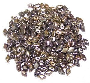 5 Grams of MINI GemDuo 2-Hole Czech Glass 4x6mm Beads - CRYSTAL GREY RAINBOW