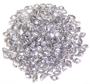 MINI GemDuo 2-Hole Czech Glass 4x6mm Beads - CRYSTAL LABRADOR