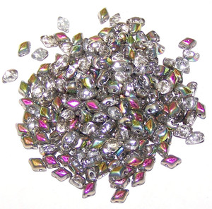 MINI GemDuo 2-Hole Czech Glass 4x6mm Beads - CRYSTAL VITRAIL