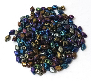 MINI GemDuo 2-Hole Czech Glass 4x6mm Beads - JET RAINBOW IRIS MINI GemDuo 2-Hole Czech Glass 4x6mm Beads - JET RAINBOW IRIS