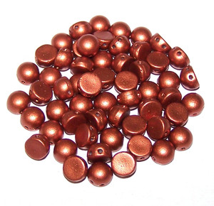 7.5 Grams of 6mm Czech Glass 2-Hole Cabochon Beads - Copper