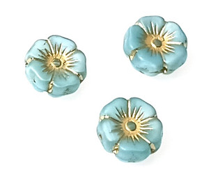 Turquoise Blue Opal Gold Inlay 12mm Hawaii Flower Beads Turquoise Blue Opal Gold Inlay 12mm Hawaii Flower Beads