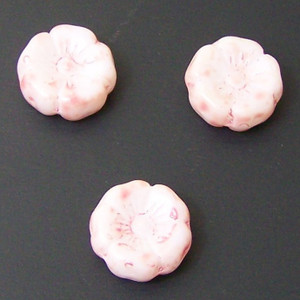 Czech Glass 12mm Hawaii Flower Beads - Chalk Pink Blend