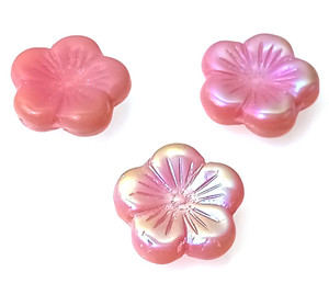 Czech Glass 20mm Hibiscus Flower Beads - Opaque Rose AB Czech Glass 20mm Hibiscus Flower Beads - Opaque Rose AB