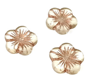 Czech Glass 20mm Hibiscus Flower Beads - Yellow Green Czech Glass 20mm Hibiscus Flower Beads - Yellow Green