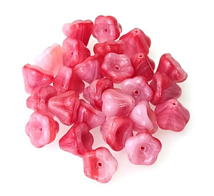 10 Czech Glass 10x9mm Flower Bell Beads - Mixed Pink 10 Czech Glass 10x9mm Flower Bell Beads - Mixed Pink