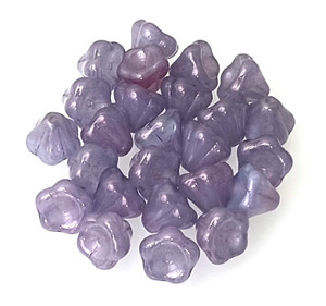 10 Czech Glass 10x9mm Flower Bell Beads - Pink Opal Mixed Luster 10 Czech Glass 10x9mm Flower Bell Beads - Pink Opal Mixed Luster