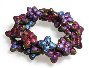Metallic Blue Purple Czech Glass 17mm 4-Petal Lily Flower Beads Metallic Blue Purple Czech Glass 17mm 4-Petal Lily Flower Beads