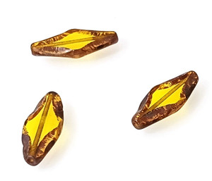 6 Czech Glass Table Cut Amber Picasso 10x25mm Oval Beads 6 Czech Glass Table Cut Amber Picasso 10x25mm Oval Beads