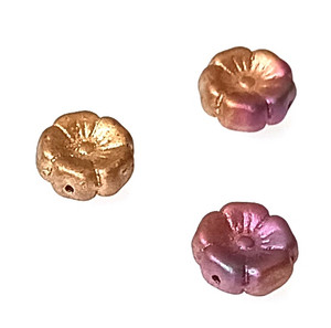 Czech Glass 12mm Hawaii Flower Beads - Matte Golden Iris Czech Glass 12mm Hawaii Flower Beads - Matte Golden Iris