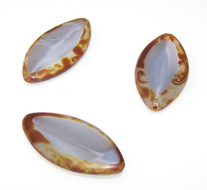 Czech Glass Table Cut Black Diamond Picasso Luster 18x36mm Oval Beads