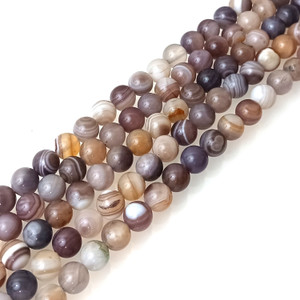 1 Strand of 8mm Round Semiprecious Gemstone Beads - Botswana Agate Heated 1 Strand of 8mm Round Semiprecious Gemstone Beads - Botswana Agate Heated