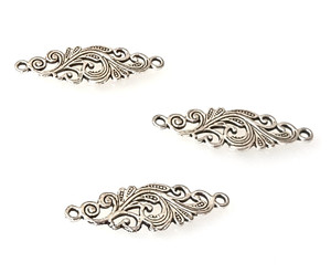 Antique Silver-Plated 10x30mm 2-Loop Scroll-Work Connectors Antique Silver-Plated 10x30mm 2-Loop Scroll-Work Connectors