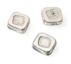 5 Czech Glass 11mm Table Cut Square Beads - Crystal Labrador 5 Czech Glass 11mm Table Cut Square Beads - Crystal Labrador