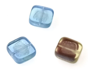 5 Czech Glass 11mm Table Cut Square Beads - Blue Mix Luster 5 Czech Glass 11mm Table Cut Square Beads - Blue Mix Luster