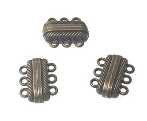 Antique Bronze 18x14mm Super Strong 3-Strand Magnetic Clasps Antique Bronze 18x14mm Super Strong 3-Strand Magnetic Clasps