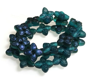 Cosmic Deep Sea Blue Czech Glass 17mm 4-Petal Lily Flower Beads Cosmic Deep Sea Blue Czech Glass 17mm 4-Petal Lily Flower Beads