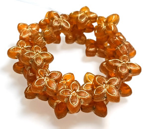 Ochre 17mm 4-Petal Lily Flower Czech Glass Beads Ochre 17mm 4-Petal Lily Flower Czech Glass Beads