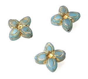 Czech Glass 17mm 4-Petal Lily Flower Beads - Sky Blue