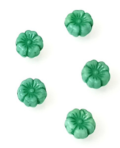Czech Glass 8mm Hawaii Flower Beads - Green Alabaster Dark Green Luster Czech Glass 8mm Hawaii Flower Beads - Green Alabaster Dark Green Luster