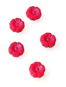 Czech Glass 8mm Hawaii Flower Beads - Opaque Red Purple Inlay Czech Glass 8mm Hawaii Flower Beads - Opaque Red Purple Inlay