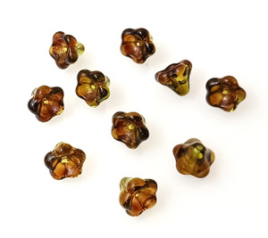 10 Czech Glass 12x10mm Flower Bell Beads - Tropical Topaz 10 Czech Glass 12x10mm Flower Bell Beads - Tropical Topaz