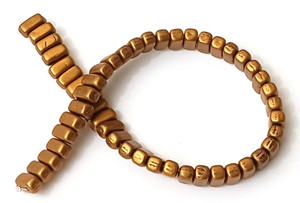 Czech Glass 2-Hole 3x6mm Brick Beads - Metallic Goldenrod Czech Glass 2-Hole 3x6mm Brick Beads - Metallic Goldenrod