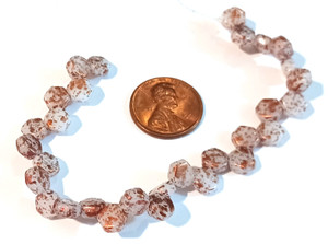 Czech Glass 6mm Honeycomb Hex 2-Hole Beads - Copper Splash Chalk Czech Glass 6mm Honeycomb Hex 2-Hole Beads - Copper Splash Chalk